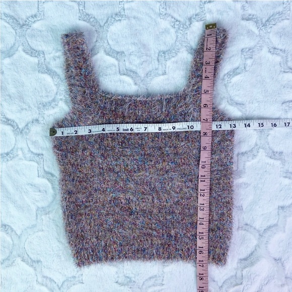Forever 21 Pink Fuzzy Eyelash Knit Cropped Tank Top Medium - Picture 6 of 6